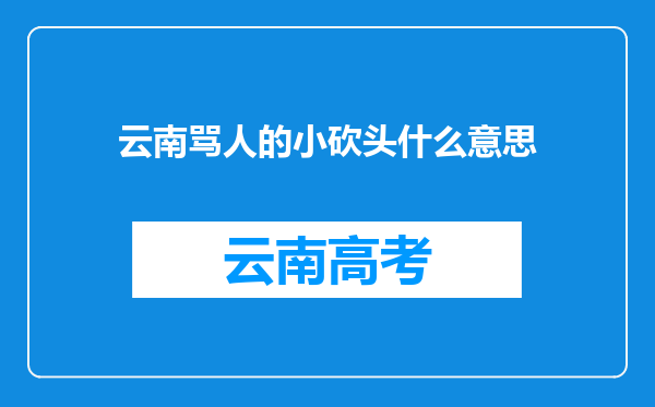 云南骂人的小砍头什么意思