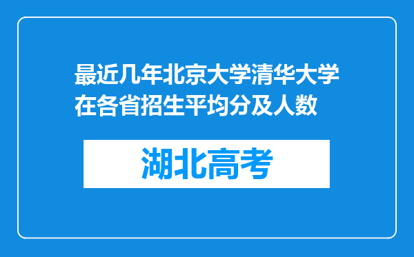 最近几年北京大学清华大学在各省招生平均分及人数