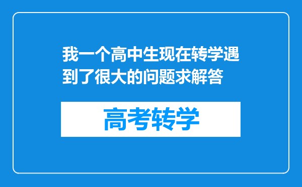 我一个高中生现在转学遇到了很大的问题求解答