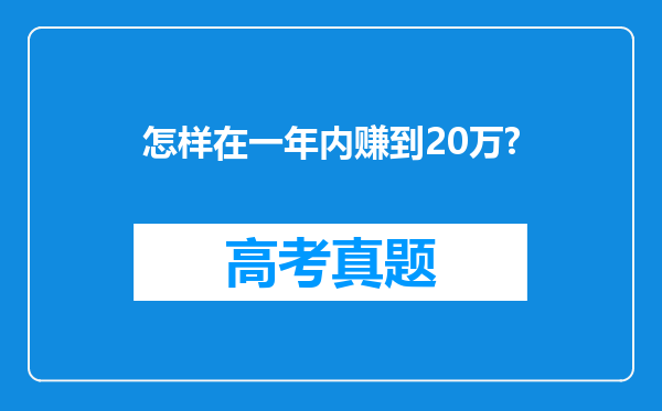 怎样在一年内赚到20万?