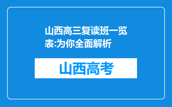 山西高三复读班一览表:为你全面解析