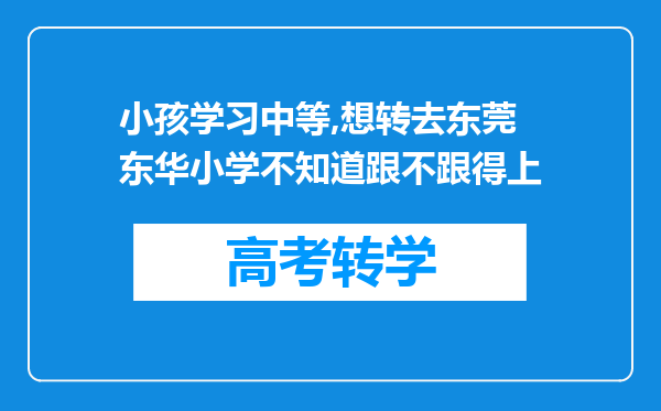 小孩学习中等,想转去东莞东华小学不知道跟不跟得上