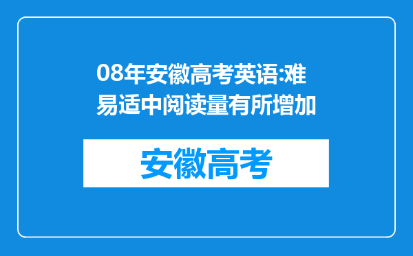 08年安徽高考英语:难易适中阅读量有所增加