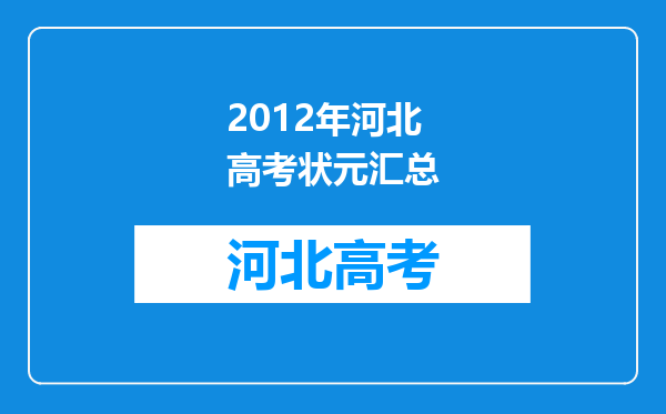 2012年河北高考状元汇总