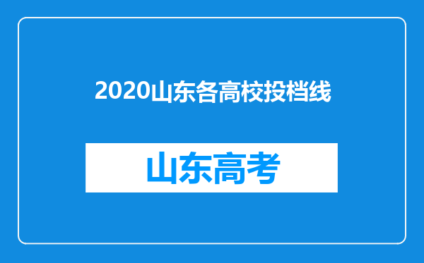 2020山东各高校投档线