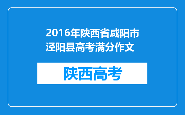 2016年陕西省咸阳市泾阳县高考满分作文