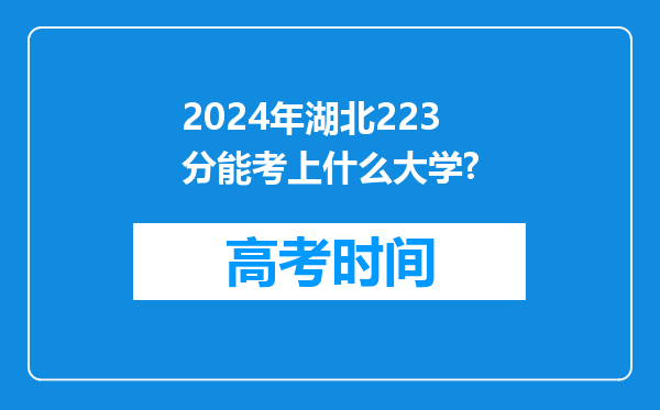 2024年湖北223分能考上什么大学?