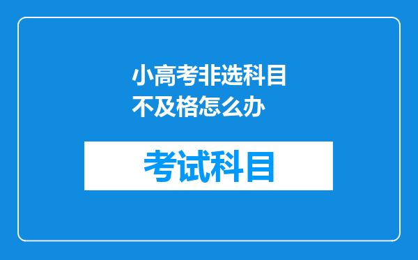 小高考非选科目不及格怎么办