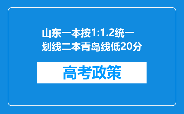 山东一本按1:1.2统一划线二本青岛线低20分