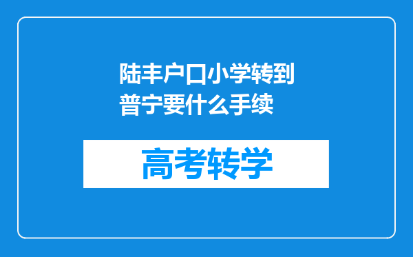 陆丰户口小学转到普宁要什么手续