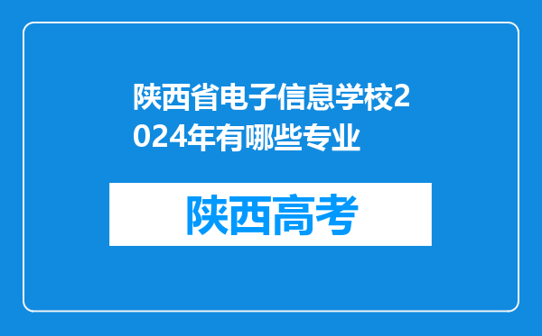 陕西省电子信息学校2024年有哪些专业