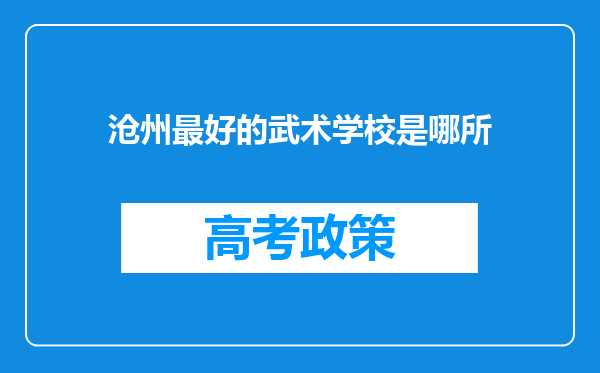 沧州最好的武术学校是哪所