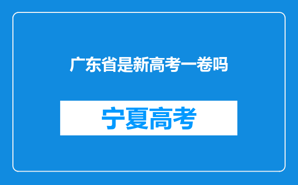 广东省是新高考一卷吗