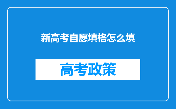 新高考自愿填格怎么填