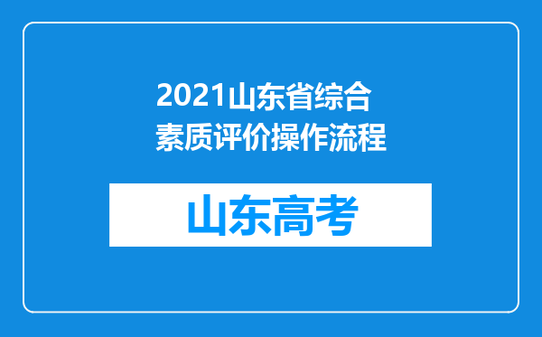 2021山东省综合素质评价操作流程