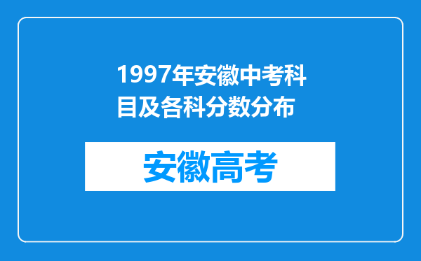 1997年安徽中考科目及各科分数分布