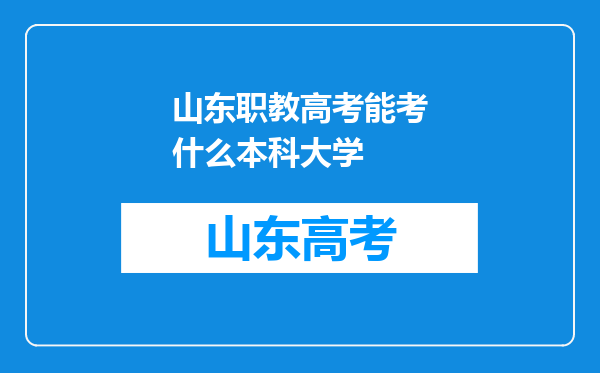 山东职教高考能考什么本科大学