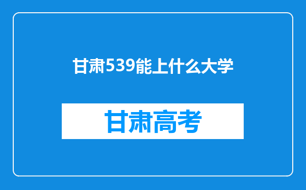 甘肃539能上什么大学