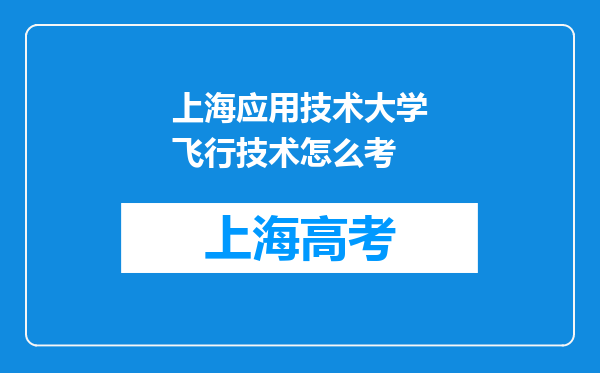 上海应用技术大学飞行技术怎么考