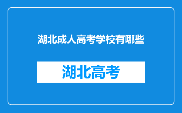 湖北成人高考学校有哪些