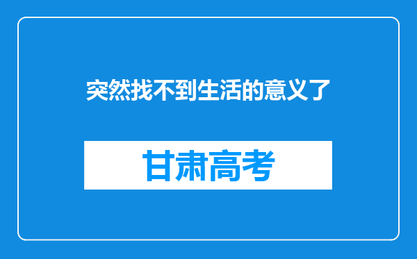 突然找不到生活的意义了