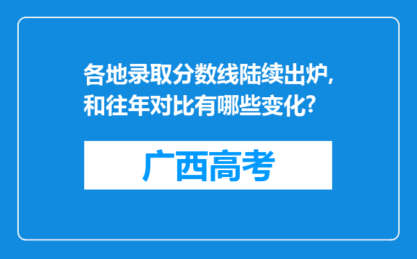 各地录取分数线陆续出炉,和往年对比有哪些变化?