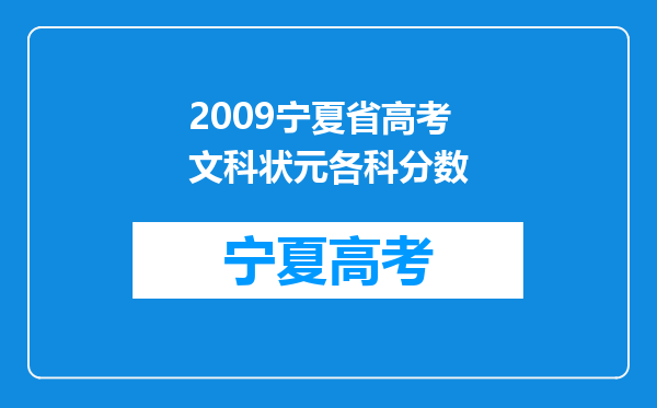 2009宁夏省高考文科状元各科分数