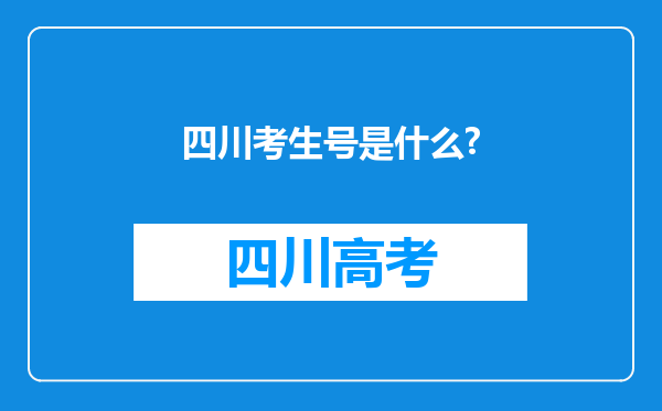 四川考生号是什么?