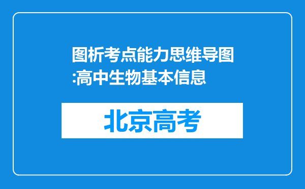 图析考点能力思维导图:高中生物基本信息