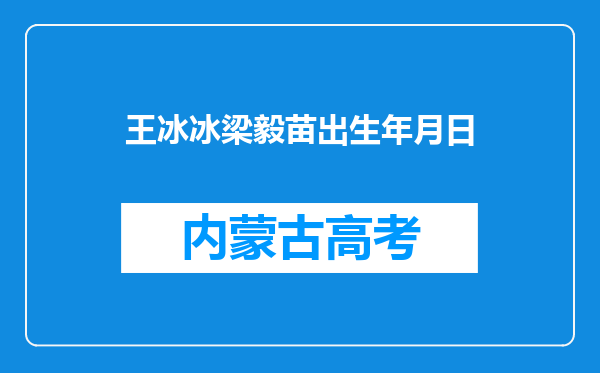 王冰冰梁毅苗出生年月日