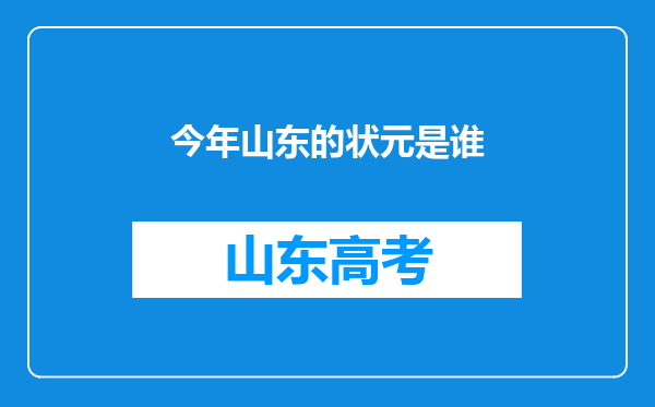 今年山东的状元是谁