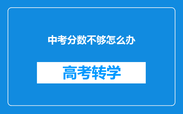 中考分数不够怎么办