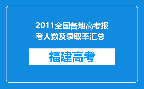 2011全国各地高考报考人数及录取率汇总