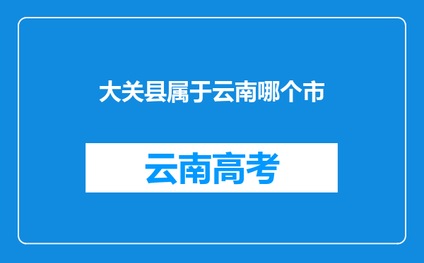 大关县属于云南哪个市