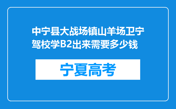 中宁县大战场镇山羊场卫宁驾校学B2出来需要多少钱