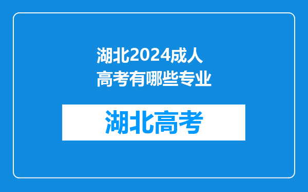 湖北2024成人高考有哪些专业