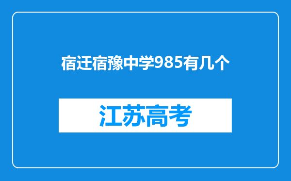 宿迁宿豫中学985有几个