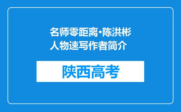 名师零距离·陈洪彬人物速写作者简介