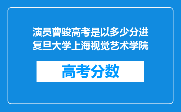 演员曹骏高考是以多少分进复旦大学上海视觉艺术学院