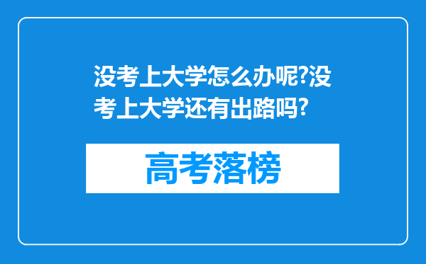 没考上大学怎么办呢?没考上大学还有出路吗?