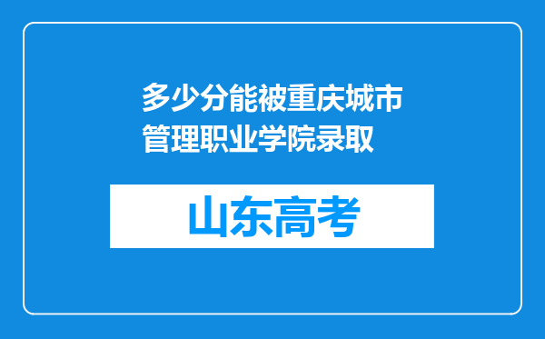 多少分能被重庆城市管理职业学院录取