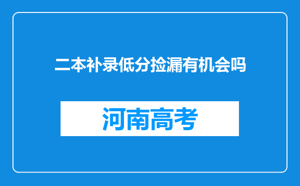 二本补录低分捡漏有机会吗