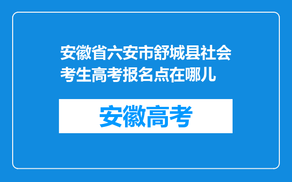 安徽省六安市舒城县社会考生高考报名点在哪儿