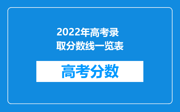 2022年高考录取分数线一览表