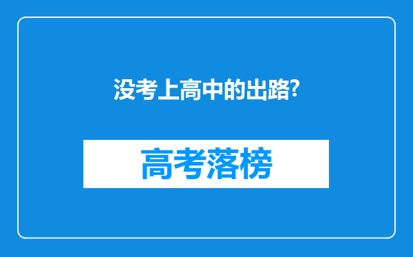 没考上高中的出路?