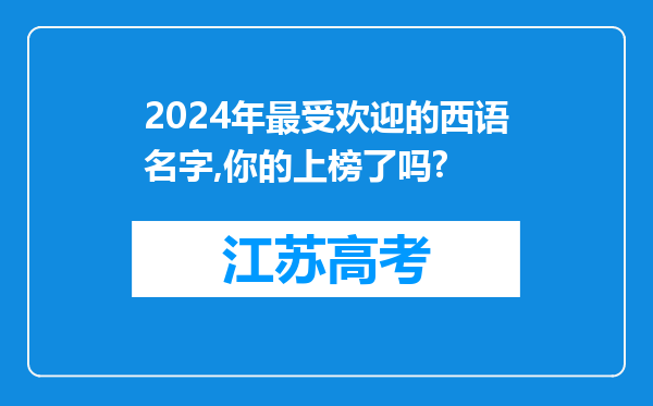 2024年最受欢迎的西语名字,你的上榜了吗?