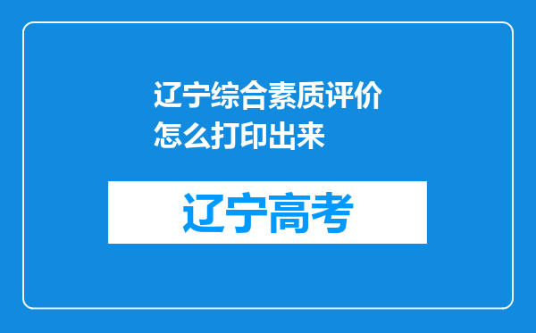 辽宁综合素质评价怎么打印出来