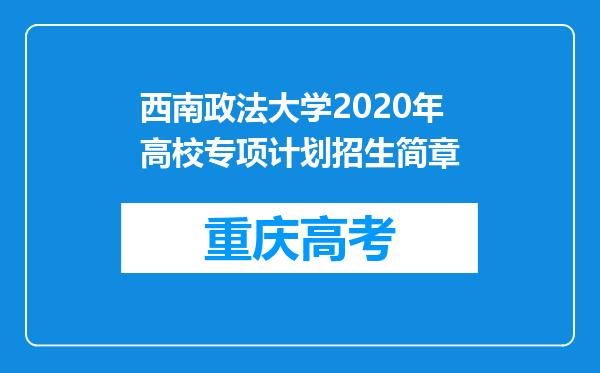 西南政法大学2020年高校专项计划招生简章