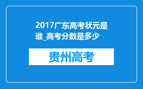 2017广东高考状元是谁_高考分数是多少