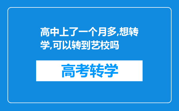 高中上了一个月多,想转学,可以转到艺校吗